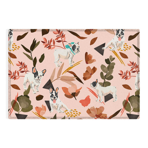 Marta Barragan Camarasa French bulldog in the meadow Outdoor Rug