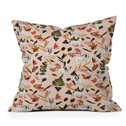 Marta Barragan Camarasa French bulldog in the meadow Throw Pillow