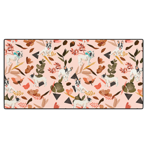 Marta Barragan Camarasa French bulldog in the meadow Desk Mat