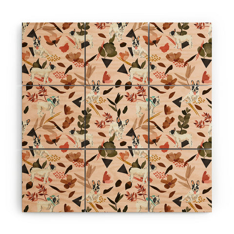 Marta Barragan Camarasa French bulldog in the meadow Wood Wall Mural