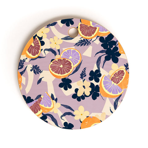 Marta Barragan Camarasa Fruit flowers and shapes SPD Cutting Board Round