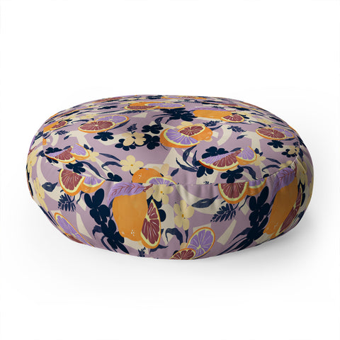 Marta Barragan Camarasa Fruit flowers and shapes SPD Floor Pillow Round