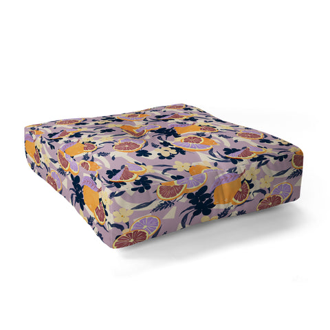 Marta Barragan Camarasa Fruit flowers and shapes SPD Floor Pillow Square