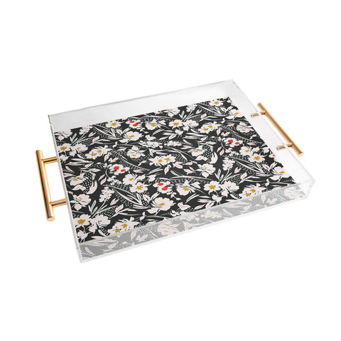 Marta Barragan Camarasa Garden floral brushstrokes Acrylic Tray