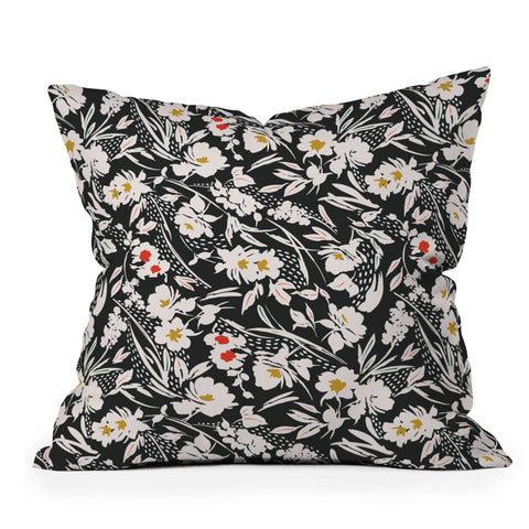 Marta Barragan Camarasa Garden floral brushstrokes Outdoor Throw Pillow