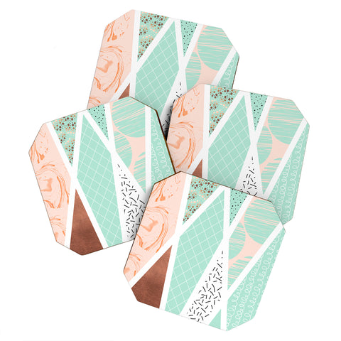 Marta Barragan Camarasa Geometric Mosaic abstract textures Coaster Set