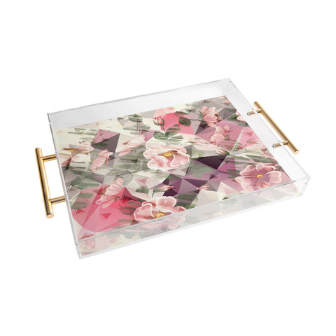 Marta Barragan Camarasa Geometric shapes and flowers Acrylic Tray