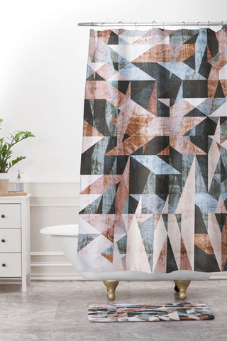 Marta Barragan Camarasa Geometric shapes textures Shower Curtain And Mat