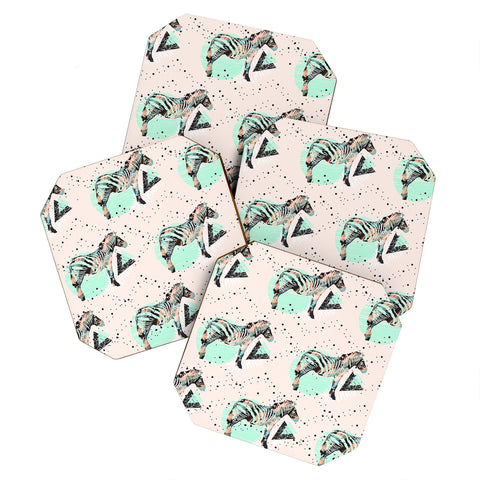 Marta Barragan Camarasa Geometric zebra and plant pattern Coaster Set