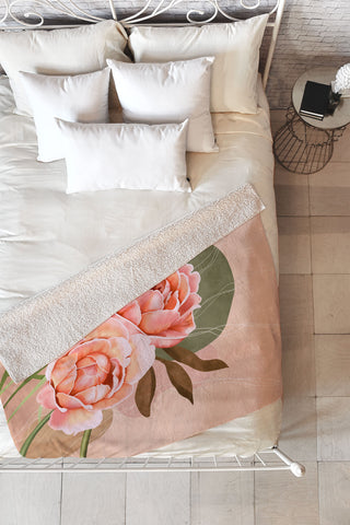 Marta Barragan Camarasa Giant modern flowers A Fleece Throw Blanket