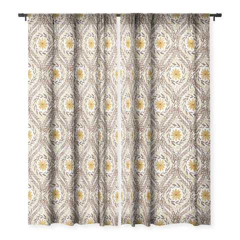 Marta Barragan Camarasa Golden Daisy Swirl Sheer Window Curtain