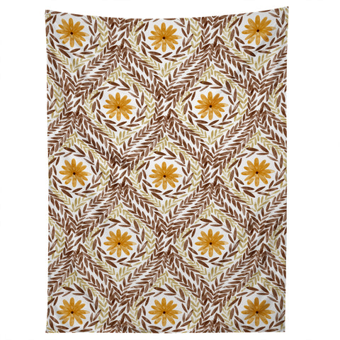 Marta Barragan Camarasa Golden Daisy Swirl Tapestry