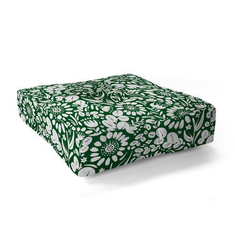 Marta Barragan Camarasa Green Jungle Bloom Fusion Floor Pillow Square