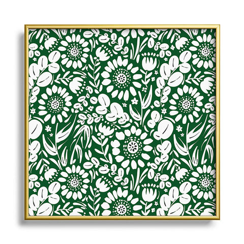 Marta Barragan Camarasa Green Jungle Bloom Fusion Square Metal Framed Art Print