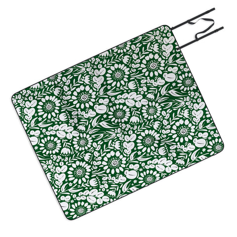Marta Barragan Camarasa Green Jungle Bloom Fusion Picnic Blanket