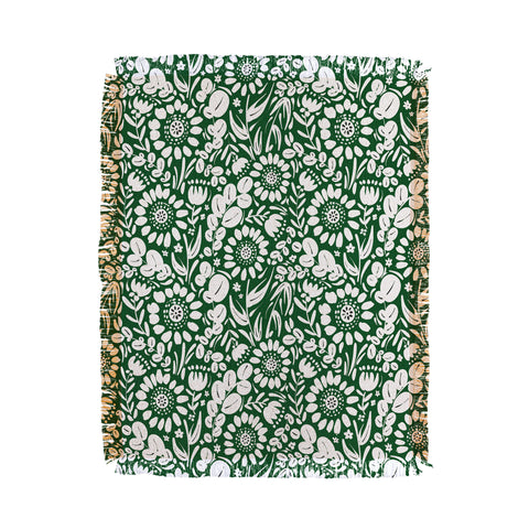 Marta Barragan Camarasa Green Jungle Bloom Fusion Throw Blanket