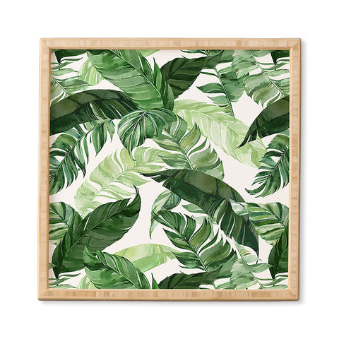 Marta Barragan Camarasa Green leaf watercolor pattern Framed Wall Art