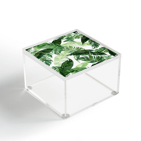 Marta Barragan Camarasa Green leaf watercolor pattern Acrylic Box