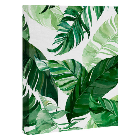 Marta Barragan Camarasa Green leaf watercolor pattern Art Canvas