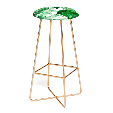 Marta Barragan Camarasa Green leaf watercolor pattern Bar Stool