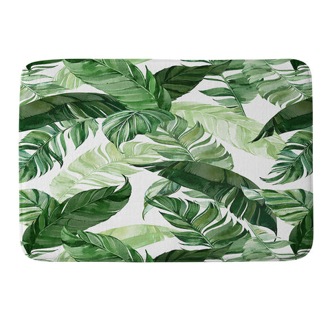 Marta Barragan Camarasa Green leaf watercolor pattern Memory Foam Bath Mat