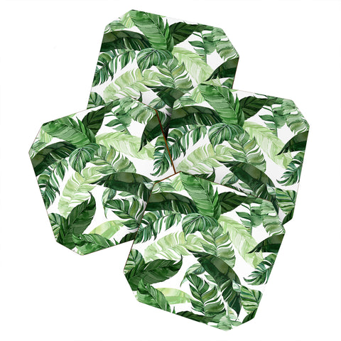 Marta Barragan Camarasa Green leaf watercolor pattern Coaster Set