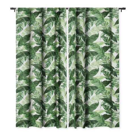 Marta Barragan Camarasa Green leaf watercolor pattern Blackout Window Curtain