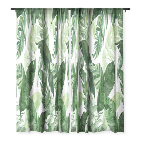 Marta Barragan Camarasa Green leaf watercolor pattern Sheer Non Repeat