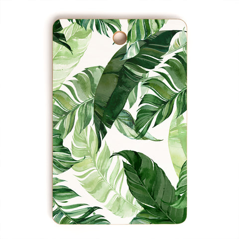 Marta Barragan Camarasa Green leaf watercolor pattern Cutting Board Rectangle