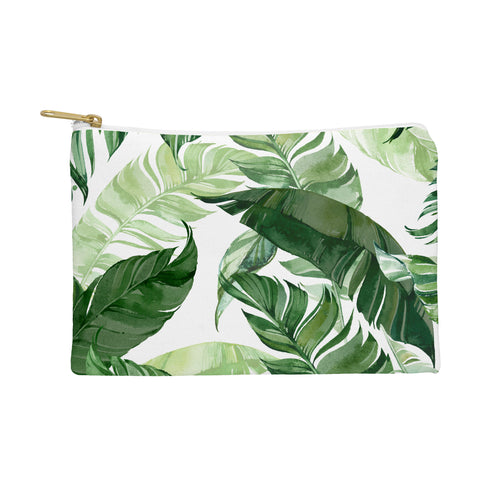 Marta Barragan Camarasa Green leaf watercolor pattern Pouch