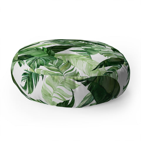 Marta Barragan Camarasa Green leaf watercolor pattern Floor Pillow Round