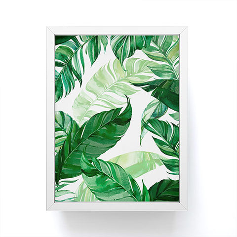 Marta Barragan Camarasa Green leaf watercolor pattern Framed Mini Art Print