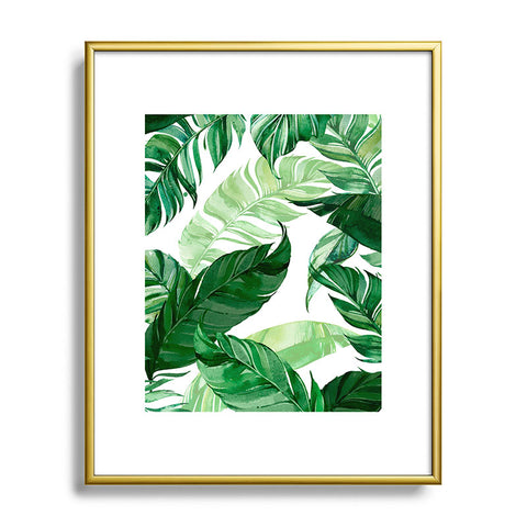 Marta Barragan Camarasa Green leaf watercolor pattern Metal Framed Art Print