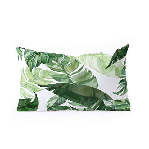 Marta Barragan Camarasa Green leaf watercolor pattern Oblong Throw Pillow