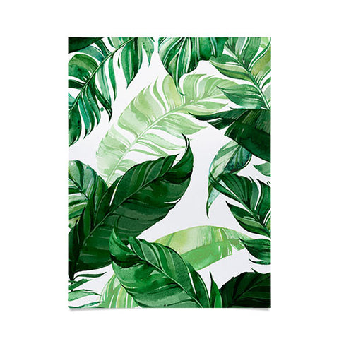 Marta Barragan Camarasa Green leaf watercolor pattern Poster