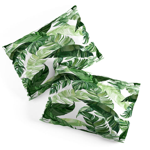 Marta Barragan Camarasa Green leaf watercolor pattern Pillow Shams