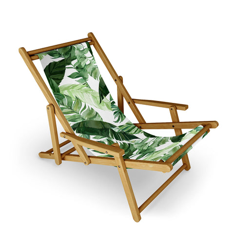 Marta Barragan Camarasa Green leaf watercolor pattern Sling Chair
