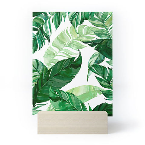 Marta Barragan Camarasa Green leaf watercolor pattern Mini Art Print