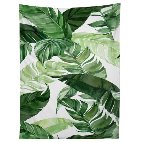 Marta Barragan Camarasa Green leaf watercolor pattern Tapestry