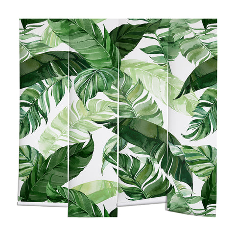Marta Barragan Camarasa Green leaf watercolor pattern Wall Mural