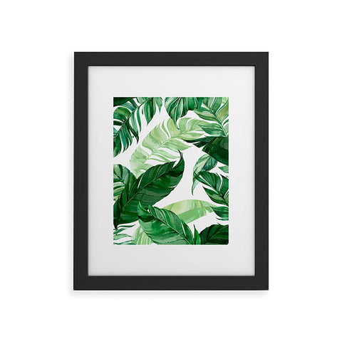 Marta Barragan Camarasa Green leaf watercolor pattern Framed Art Print