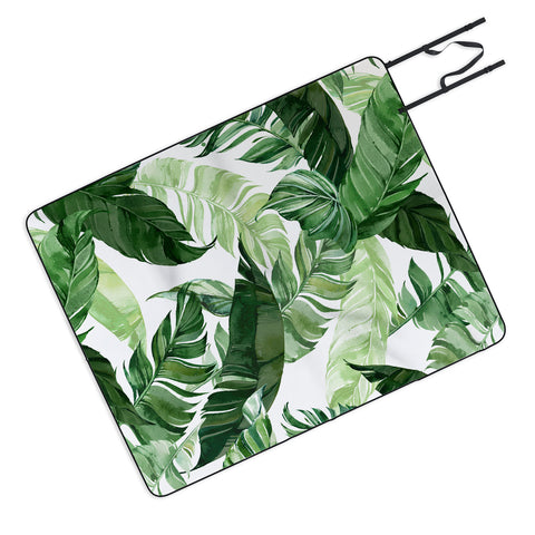 Marta Barragan Camarasa Green leaf watercolor pattern Picnic Blanket