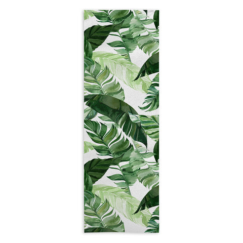 Marta Barragan Camarasa Green leaf watercolor pattern Yoga Towel