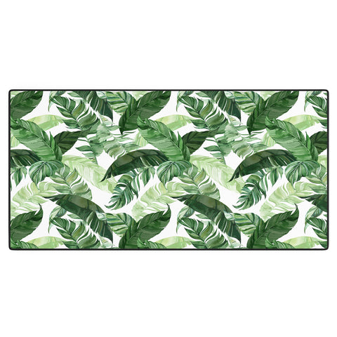 Marta Barragan Camarasa Green leaf watercolor pattern Desk Mat