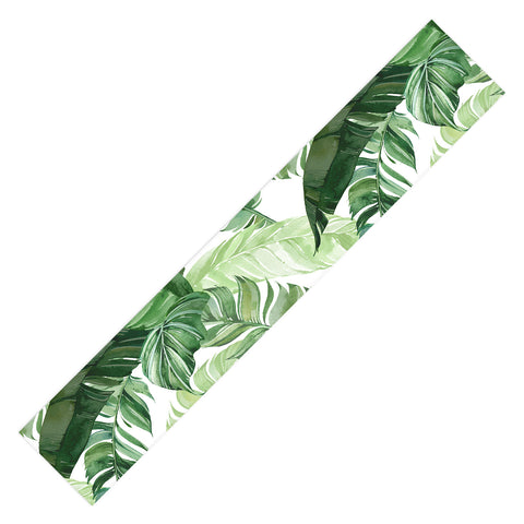 Marta Barragan Camarasa Green leaf watercolor pattern Table Runner