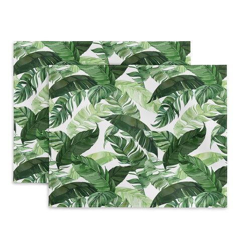 Marta Barragan Camarasa Green leaf watercolor pattern Placemat