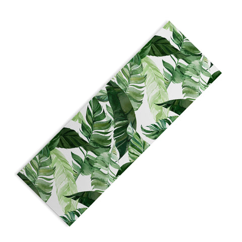 Marta Barragan Camarasa Green leaf watercolor pattern Yoga Mat