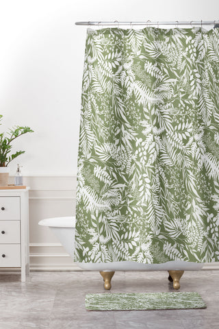 Marta Barragan Camarasa GW forest leaves Shower Curtain And Mat