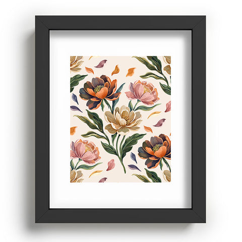 Marta Barragan Camarasa Hand Painted Peony Florals Recessed Framing Rectangle