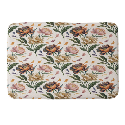 Marta Barragan Camarasa Hand Painted Peony Florals Memory Foam Bath Mat